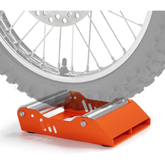 Motorcycle Wheel Cleaning Stand,Universal Roller Tie Paddock for Dirt Bike Street Bike Ebike for Tire Cleaning & Chain Lubrication (Bikes<700 lb & Tire Width<240mm)-Orange