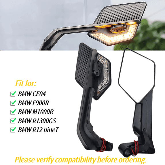 Motorcycle Wind Wing Rearview CNC Aluminum Mirrors with LED Turn ...