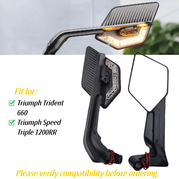 Motorcycle Wind Wing Rearview CNC Aluminum Mirrors with LED Turn Signals Fit for Triumph Trident 660 /Speed Triple 1200RR