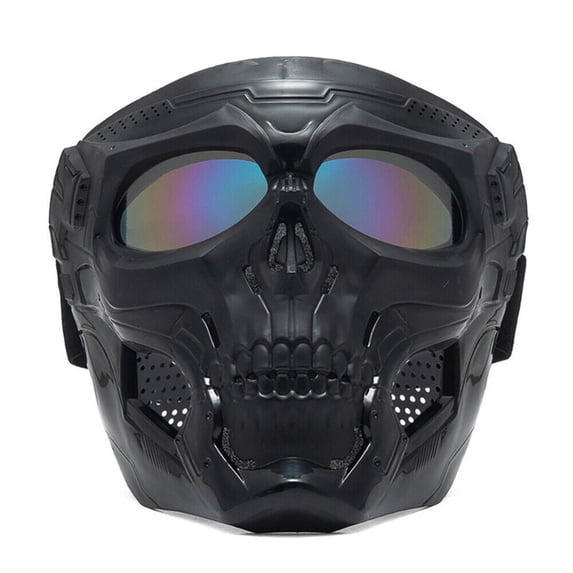 Motorcycle Windproof Riding Goggles with Face Mask, UV Protective Outdoor Sports Glasses, Dustproof Splashproof Gear, Stylish Skull Design for Cycling Skiing Off-Road