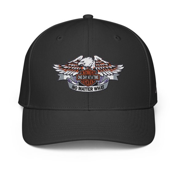 Motorcycle Wings Sober Cycles No Matter What One Day at a Time Live to Ride AA NA Rehab Recovery Gift Adidas performance cap (Black)