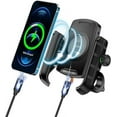 thumbnail image 1 of Motorcycle Wireless 15W Qi/USB Quick Charger 3.0 Phone Holder 2 in 1 Mount on 22-32mm Handlebar or Rear-View Mirror Fast Charging for 3.5-6.8 inch Cellphones(blue), 1 of 8
