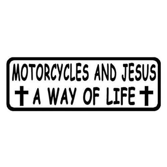 Motorcycle and Jesus A Way of Life Helmet Stickers - Letter Printed Vinyl Decals - 4" x 1"