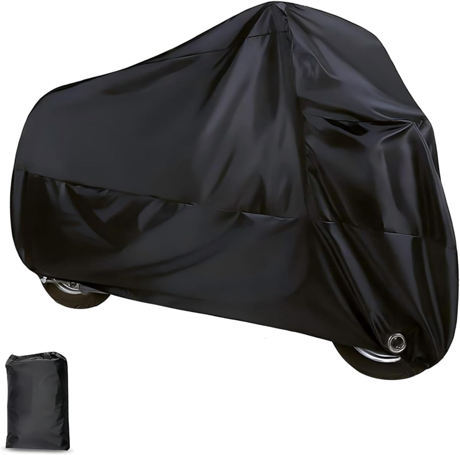 Motorcycle cover, 210D Oxford cloth motorcycle cover, waterproof motorcycle protector with 2 lock holes, suitable for most motorcycles (black)