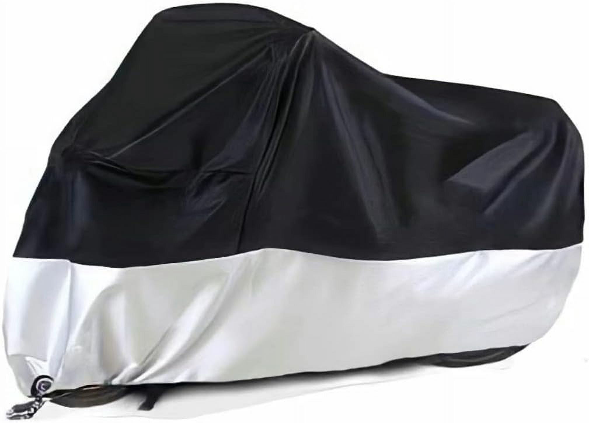 Motorcycle cover, outdoor waterproof motorcycle cover with lock hole and storage bag, suitable for most motorcycles