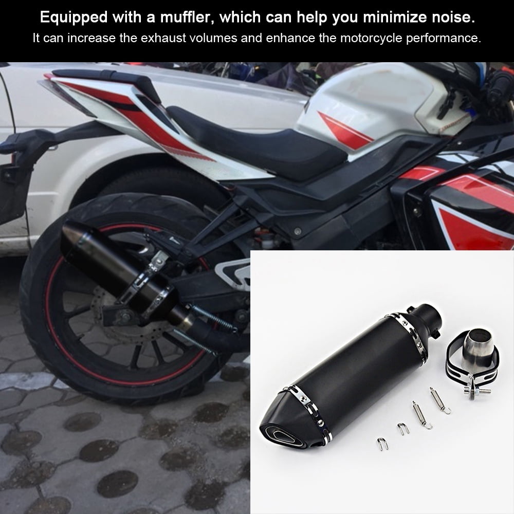 Motorcycle exhaust pipe,Temperature Resistant Slip Stainless Slip Stainless Tail Tube Resistant Atv Tube Temperature Steel Tail Pipe Resistant Universal Muffler Tail Bike Black