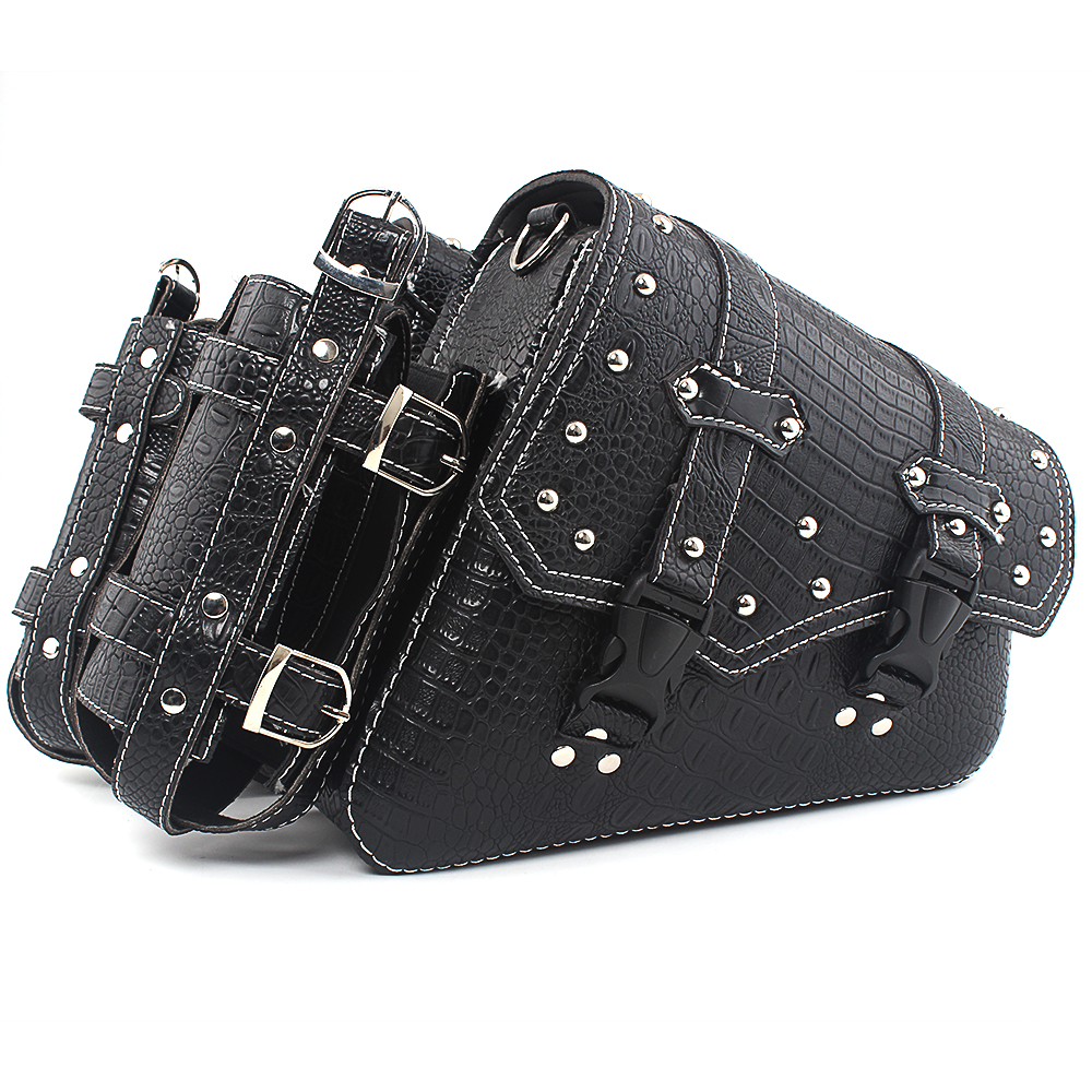 NICECNC Brown Faux Leather Swingarm Saddle Bag For Harley Street Bob / Softail - 15L