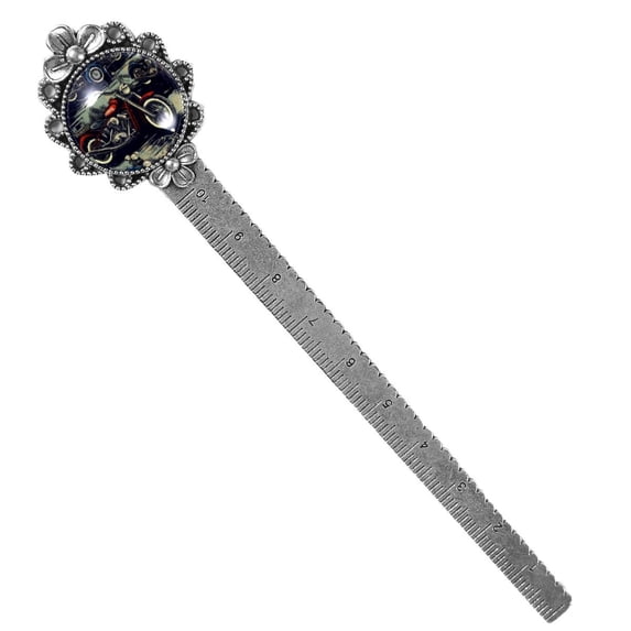 Motorcycle theme Elegant Vintage Silver Lace-Edged Bookmark - Gift for Readers and Book Lovers - Book Accessories