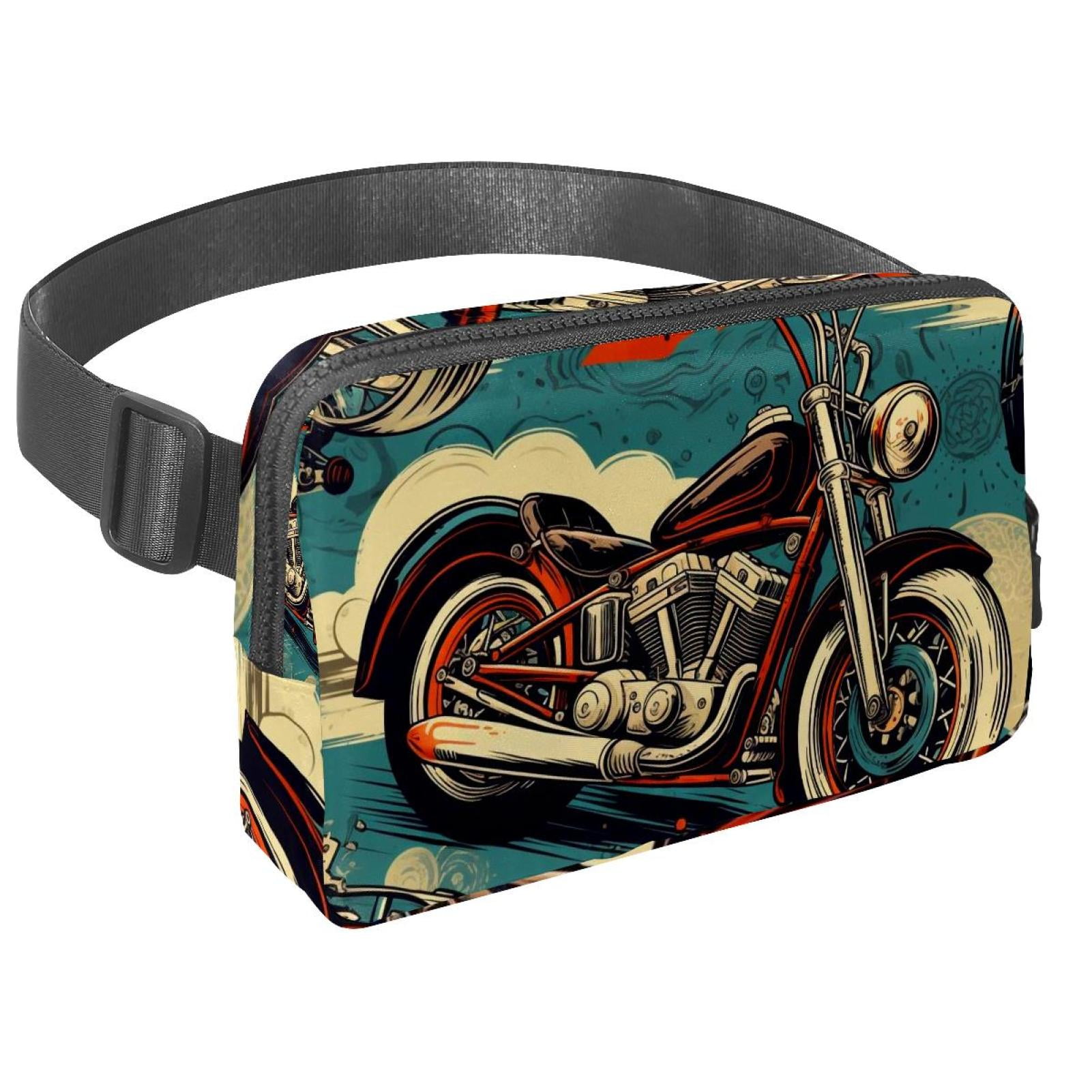 Motorcycle theme Waist Pack Running Belt Fanny Packs Lightweight Adjustable with Extension Strap Unisex