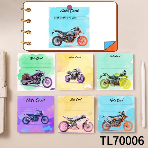 "Motorcycle-themed Sticky Notes-Attractive and Functional (3.543.54 Inches)  Designed for Quickly Jotting Down Reminders, Marking Key Points, and Leaving Temporary Messages. Various Surfaces