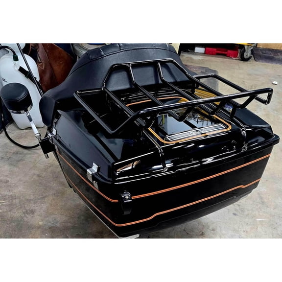 Motorcycles Air Wing Black Luggage Rack Carrier Trunk Top Rack Rail Mount Compatible with Harley Touring CVO Street Glide Electra Glide Road Glide Road King Ultra Limited