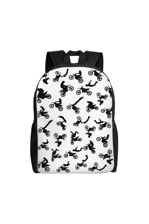 Motorcycles Dirt Bike Backpack Full Front Print Travel Laptop Bag for Men and Women