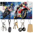 thumbnail image 1 of Motorcycles Key Holder Wall Mounted Wooden Keys Racks Storage Organizer Hanger with 5 Key Hooks House Keys Holder, 1 of 9