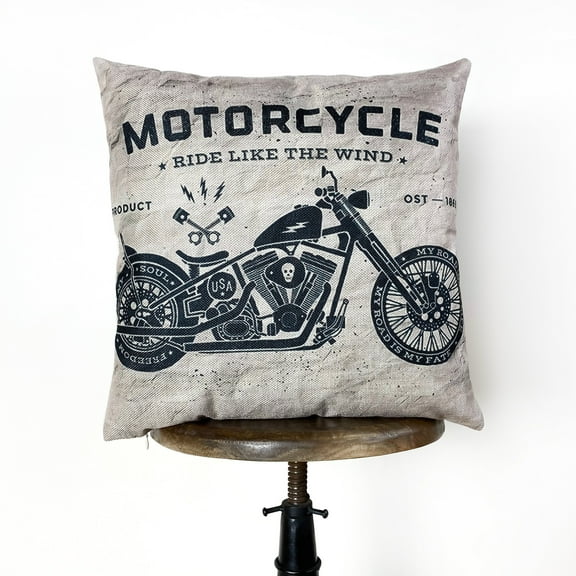 Motorcycles | Pillow Cover | Gift for Him | Throw Pillow | Home Décor | Boyfriend | Dad Gift | Classic Motorcycle