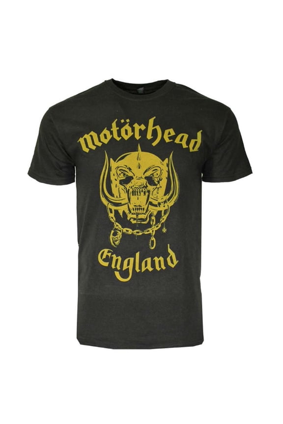 Motorhead Men's Gold England Logo T-Shirt Large | Officially Licensed