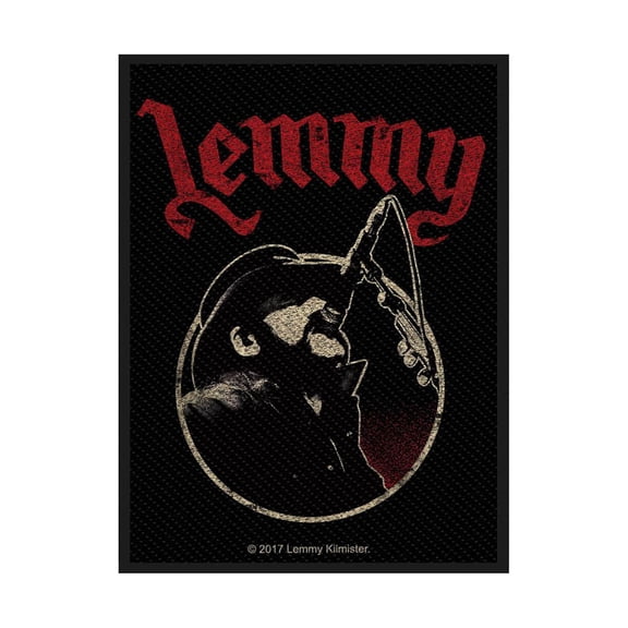 Motorhead Patch Lemmy Microphone Pose Official Black Cotton Sew On 10cm x 7cm