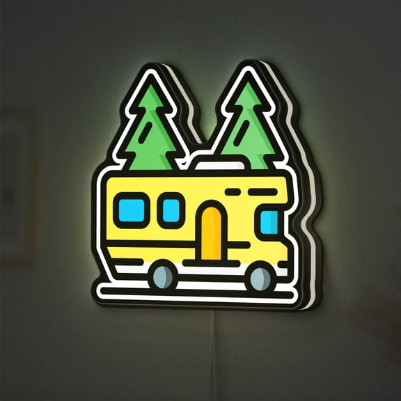 Motorhome 3D Novelty Light Box, Vacation Travel Decor for RV Lovers and Road Trip Fans (Width 12 inch, 30cm)