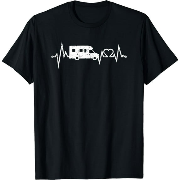 Motorhome Heartbeat EKG Camper Camping Funny Vintage T-Shirt