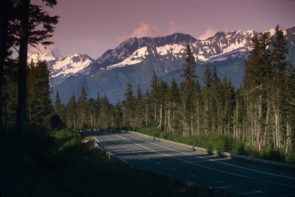 Motorhome On Seward Highway Chugach Mountains Summer Canvas Art - Jeff Schultz Design Pics (34 x 22)