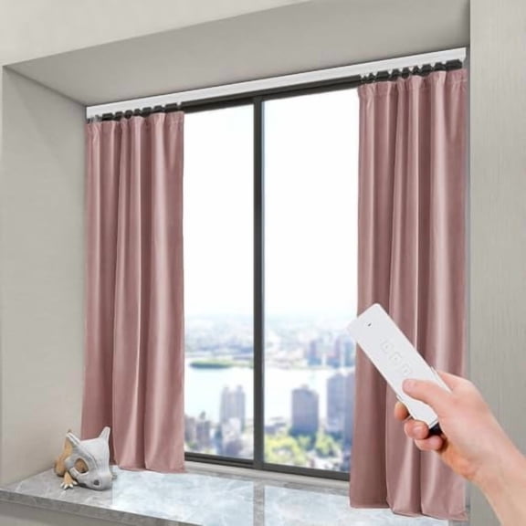 Motorised Curtain Rail, Automatic Opener Smart Curtain Opener with Remote Control for I & U Rail Curtain Tracks Maximum Load <40kg/88.18 Lbs Applicable 2.16-4.2m/7.08-13.78 Ft