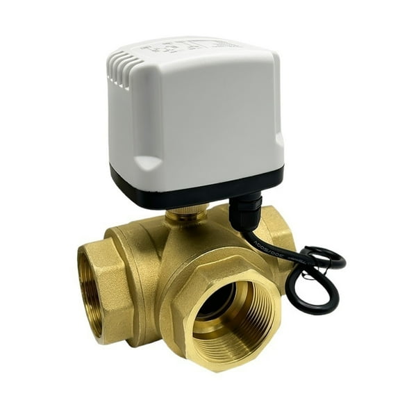 Motorized Ball Valve 1/2'' 3/4'' 1'' 1-1/4'' Waterproof Brass Motorized Ball Valve 3-Wire 2 Control T Type 3 Way Electric Ball Valve ,Easy to Install