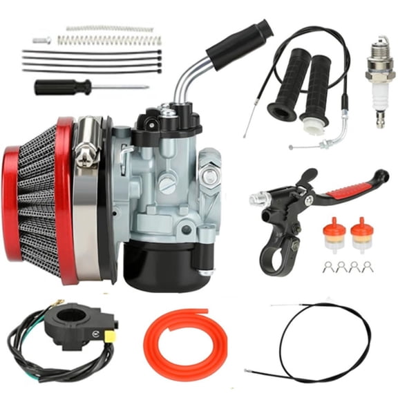 Motorized Bike Carburetor & Throttle Assembly Clutch Lever Kit with 7/8" 22mm Handlebar Grip Compatible with 2 Stroke 100cc 80cc 50cc 49cc 66cc Engine Motorized Bicycle Heavy Duty Parts  