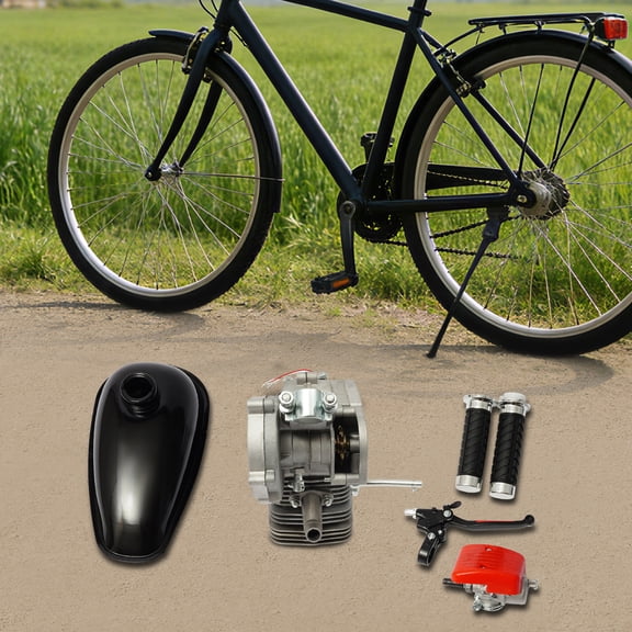 Motorized Bike Engine Kit for 26/28 Bicycles 110cc 2-Stroke Gas Engine with CDI, Carburetor, Fuel Tank & Full Accessories, Max Speed 34.15mph, Foot Pedal Start, Easy Installation