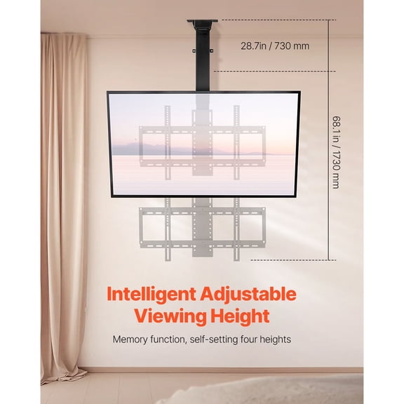 Motorized Ceiling TV Mount,TV Wall Mount for 32 to 55"TV,Electric Adjustable Ceiling TV Mount,Motorized Flip Down TV Mount Bracket with Max VESA 24x16 in,Fits TVs Up to 120 lbs