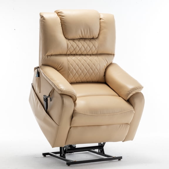 Motorized Chair Recliner - Refresh And Relax. 180-degree Recline. Fits Different Sizes. Beige Yellow, Pu. Easy Assembly 3 Adjustable Versatile Relaxation
