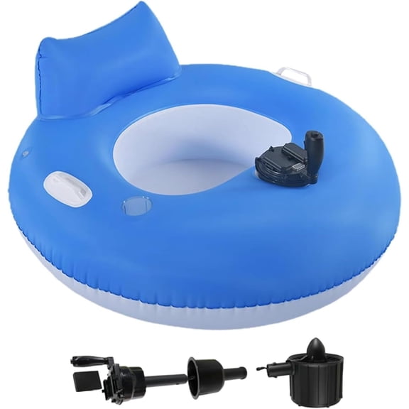 Motorized Floaties for Adults, Electric Pool Lounger with Joystick Steering, Inflatable Water Chair with Backrest, Cup Holder, Propeller Drive for Pool Lake Beach Summer Relaxation