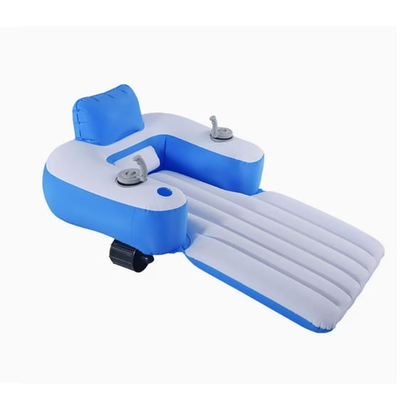 Motorized Inflatable Pool Float for Adults, Dual 66W Motor Rechargeable with Backrest & Cup Holder, Portable Electric Water Float for Pool Lake River Beach Summer
