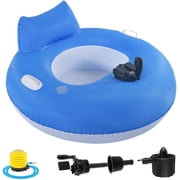 Motorized Inflatable Pool Float for Adults, Electric Pool Lounger with Cup Holder, One Person Motorized Floating Chair for Summer Pool Party Lake Beach, Blue