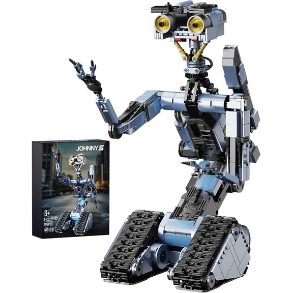 Motorized Johnny 5 Tracked Robot Building Sets, 1176 Pcs Creative Construction Toys, Remote & App Control Robot Building Blocks Model Kits, Christmas Gifts for Adults