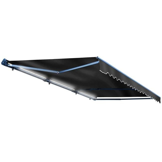 Black Motorized Retractable Patio Awning with LED Lights, 13' x 10'