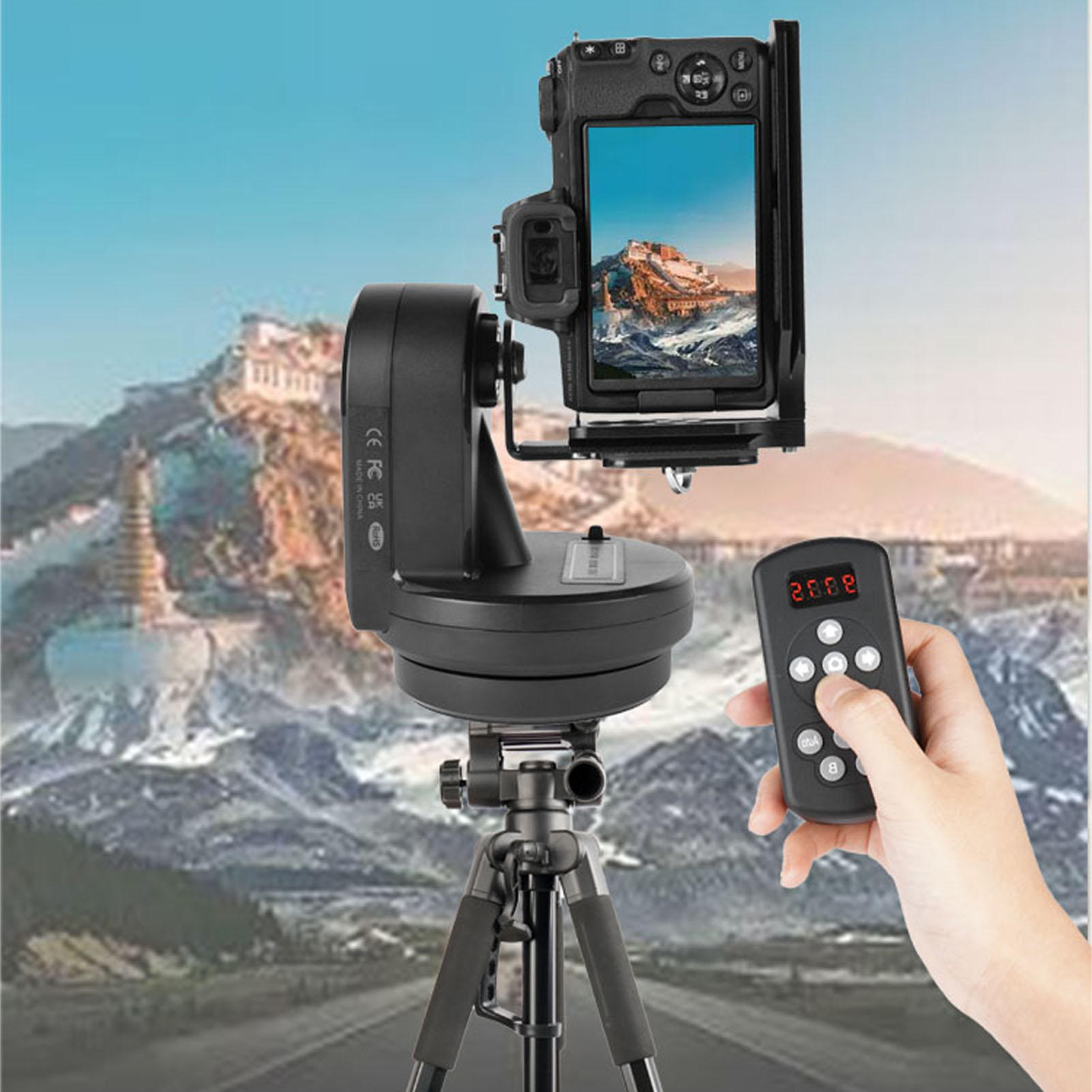 Motorized Panoramic Tripod Head, 2.4G Remote Control Electronic Camera