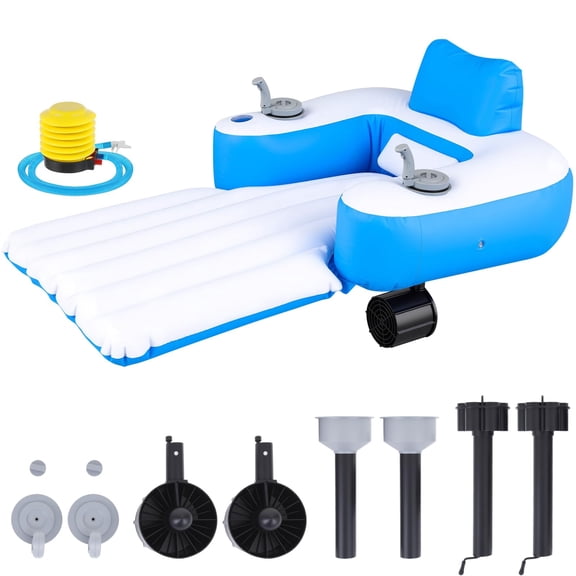 Motorized Pool Float for Adults, Inflatable Float with Motor, Pool Lounger with Backrest, Lazy Float for Lake Swimming, Electric Floating Chair Water Raft for Summer Pool Use