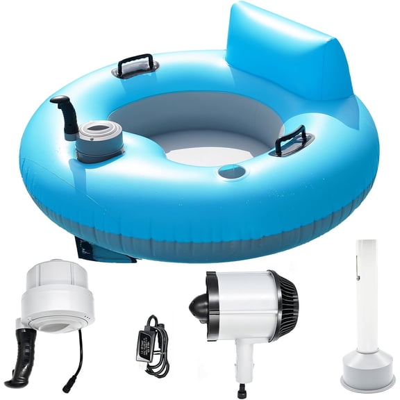 Motorized Pool Float for Adults, Inflatable River Tube Float with Built-In Motor, Floating Lounger with Backrest and Cup Holder, Heavy Duty Lake Float for Summer Water Activities