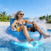 Motorized Pool Float for Adults, Rechargeable Motorized Floats with Cup Holder, Adult Heavy Duty Motorized Tubes Floating with Backrest for Pool Party, Lake & Summer Water
