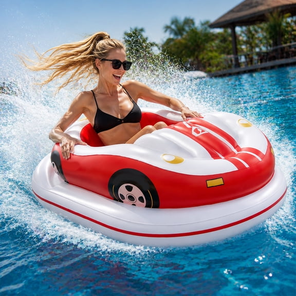 Motorized Pool Float Bumper Cars, 2026 New Motorized Pool Floats for Adults, Durable Thickened PVC, 265 Lb Capacity,Spin & Turn,Wide Stable Base,Cordless Air Pump Included,Pool Toys