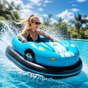 Motorized Pool Float Bumper Cars, Bumper Float, Spin & Turn,Wide Stable Base, compact portable design, inflatable protection layer, Motorized Bumper Boat for Pool Parties and Calm Lakes
