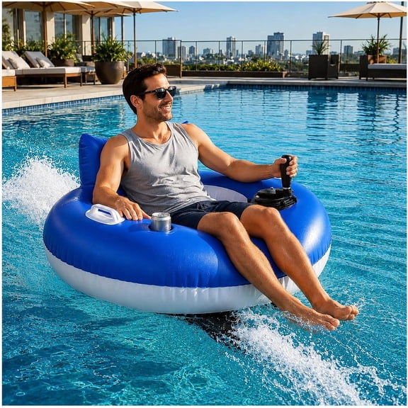 Motorized Pool Float, Inflatable Rechargeable Lounger with Dual Motors for Adults, Ideal for Swimming Pools