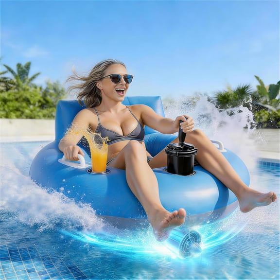 Motorized Pool Float for Adults, Rechargeable Motorized Floats with Cup Holder, Adult Heavy Duty Motorized Tubes Floating with Backrest WWSOGQH