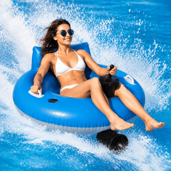 Motorized Pool Floats for Adults, 2026 New Portable Electric Water Float, Rechargeable Motorized Floats with Cup Holder, Adult Heavy Duty Motorized Tubes Floating with Backrest for Pool PartyCircle