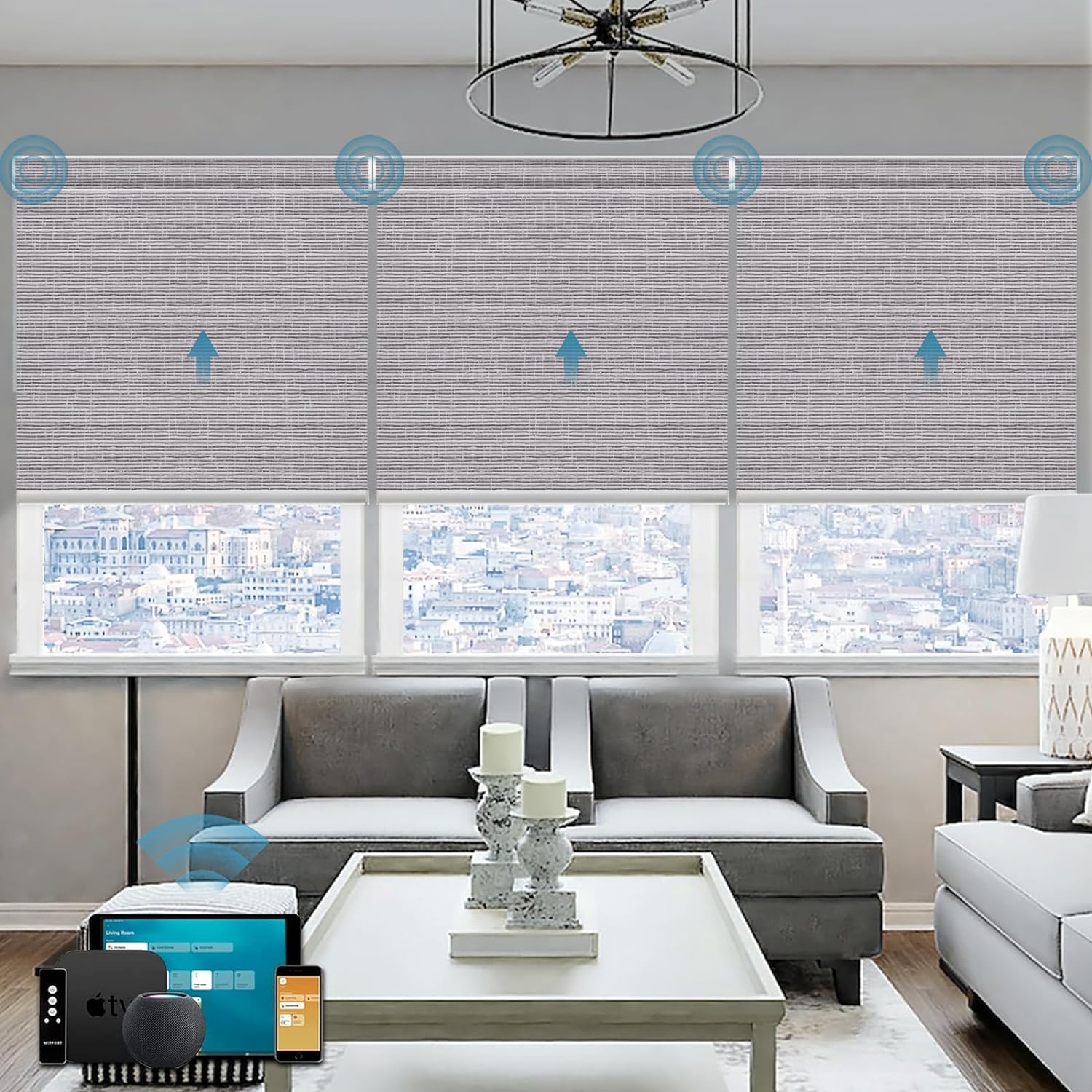 Motorized Roller Shade, 100 Blackout Smart Window Blinds Work with