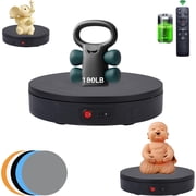 Motorized Rotating Display Stand,180 Lbs Load,360 Degree Electric Rotating Turntable for Photography Products Display,Live Show,Remote Control +5 Colors BackgroundsBlack/8.66in/Rechargeable