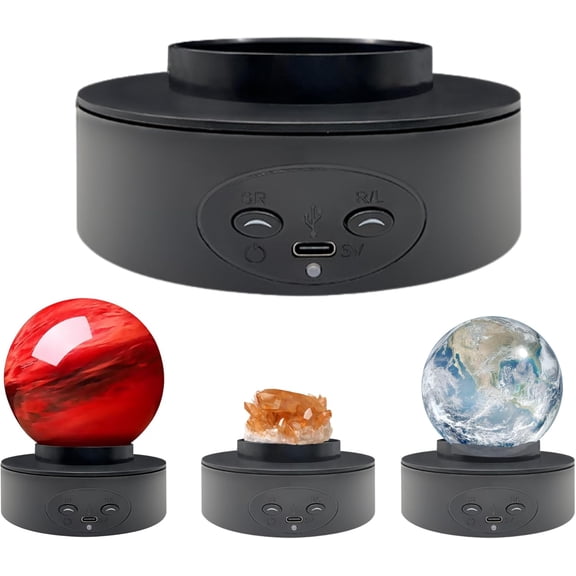 Bowl-Shape Motorized Rotating Display Stand ,5.2 inch/ 11Lbs Load , 360 Degree Electric Rotating Turntable for Photography Products, Especially Suitable for Balls, Gemstones, Crystals -Black
