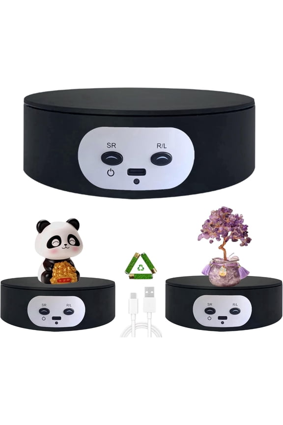 Motorized Rotating Display Stand,5.2 inch/ 11Lbs Load,Spinning Display Stand for Epoxy Glitter Tumbler,Jewelry,Watch,360 Degree Electric Rotating Turntable for Photography Products,Online show-Black