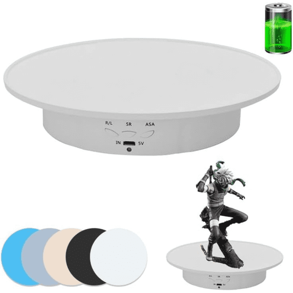 Motorized Rotating Display Stand, 7.87inch /17.6lbs Load, 360 Degree Electric Rotating Turntable for Photography Products, Jewelry, 3D Model ,with 5 Colors Backgrounds
