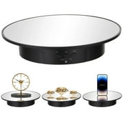 Motorized Rotating Display Stand, 7.9" Electric Rotary Holder with Mirror Glass Surface, Automatic Revolving Platform for Photography, Turnable Stand for Displaying Jewelry, Watch