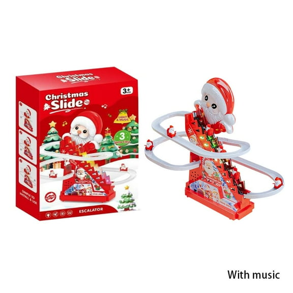 Motorized Santa Claus Ski Slide Christmas Decoration with Music and LED Lights for Home and Garden Festive Display